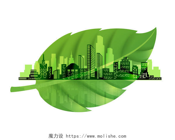 简约世界环境日城市叶子素材